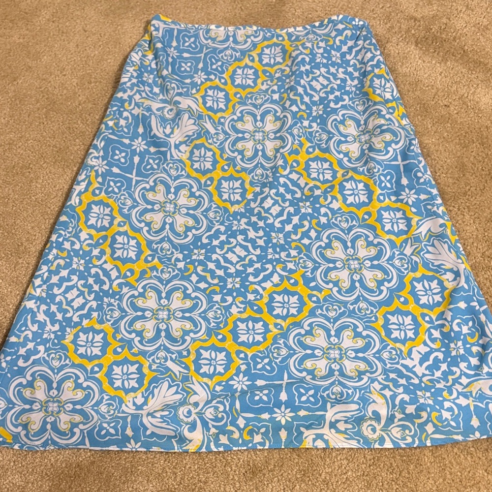 Ann Taylor Blue and Yellow Floral Skirt